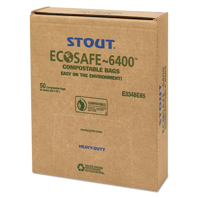 Ecosafe-6400 Bags, 32 Gal, 0.85 Mil, 33" X 48", Green, 50/box