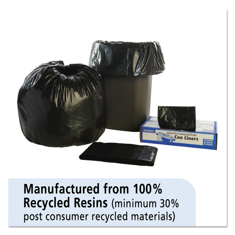 Total Recycled Content Plastic Trash Bags, 33 gal, 1.3 mil, 33" x 40", Black/Brown, 100/Carton