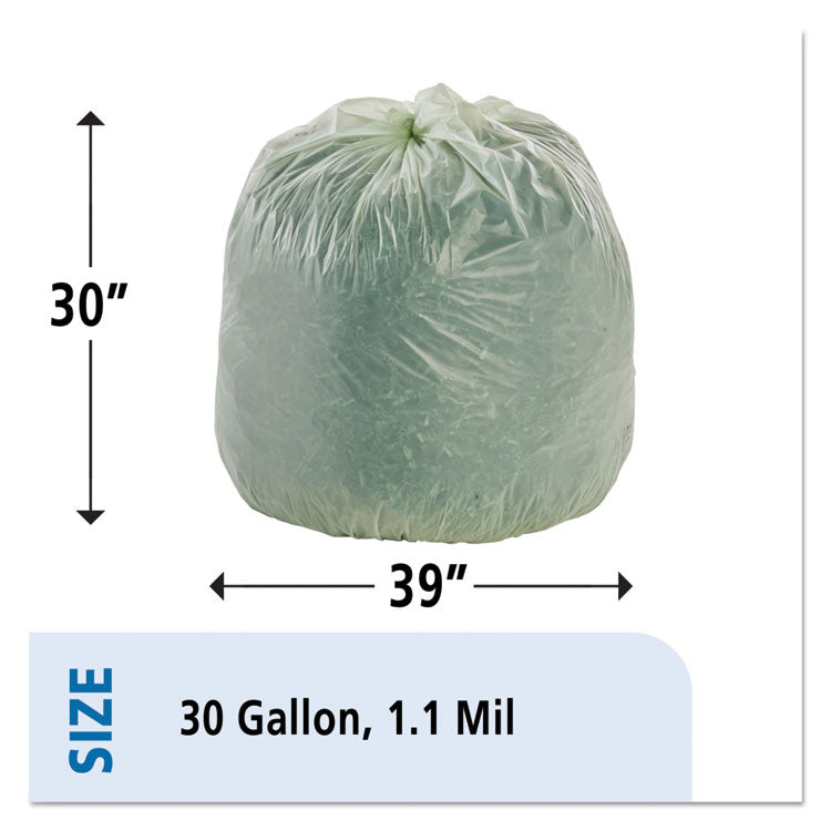 Ecosafe-6400 Bags, 30 Gal, 1.1 Mil, 30" X 39", Green, 48/box