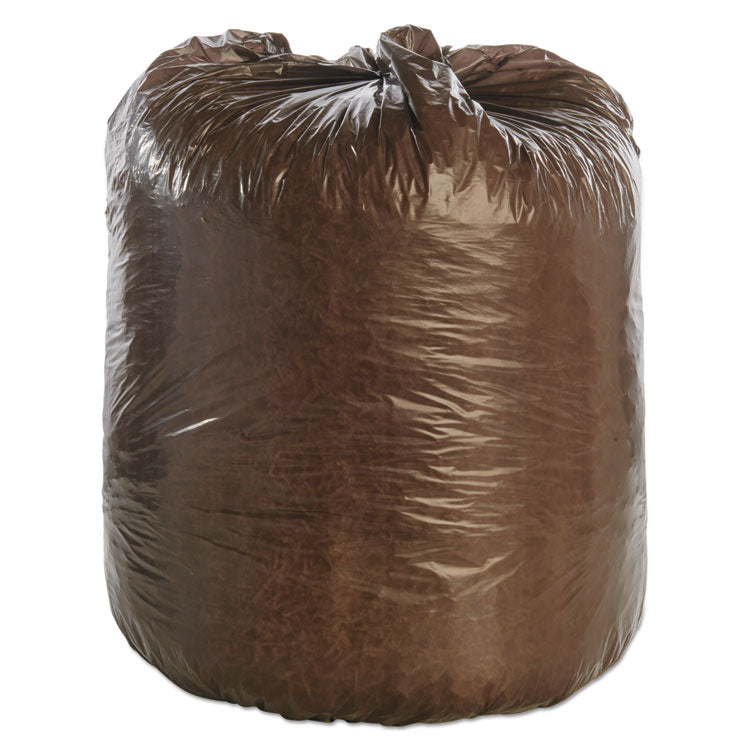 Controlled Life-Cycle Plastic Trash Bags, 30 Gal, 0.8 Mil, 30" X 36", Brown, 60/box