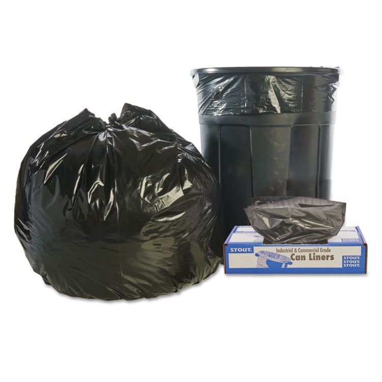 Total Recycled Content Plastic Trash Bags, 45 gal, 1.5 mil, 40" x 48", Black/Brown, 100/Carton