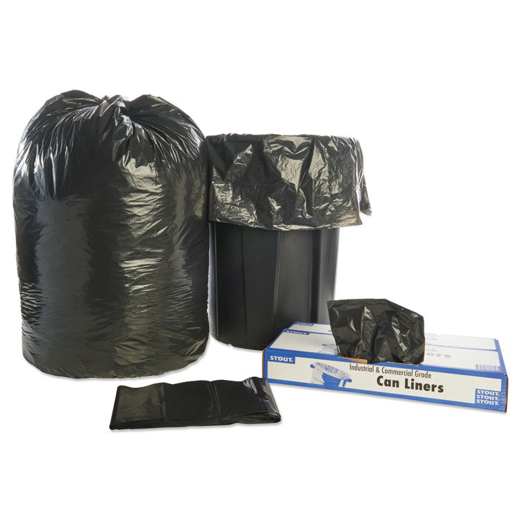 Total Recycled Content Plastic Trash Bags, 65 gal, 1.5 mil, 50" x 51", Black/Brown, 100/Carton