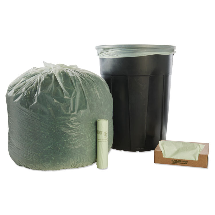 Ecosafe-6400 Bags, 48 Gal, 0.85 Mil, 42" X 48", Green, 40/box