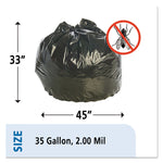 Insect-Repellent Trash Bags, 35 Gal, 2 Mil, 33" X 45", Black, 80/box