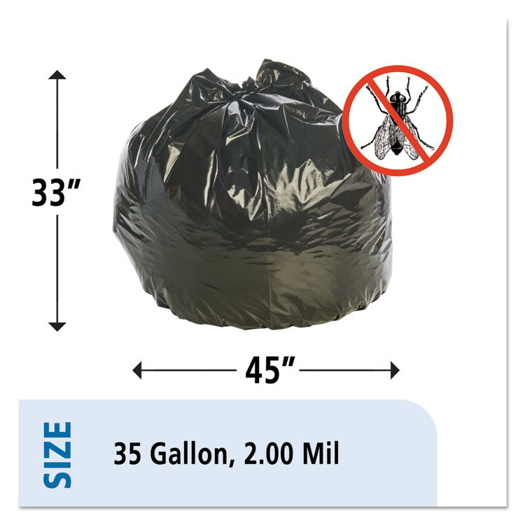 Insect-Repellent Trash Bags, 35 Gal, 2 Mil, 33" X 45", Black, 80/box