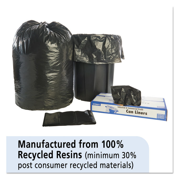 Total Recycled Content Plastic Trash Bags, 65 gal, 1.5 mil, 50" x 51", Black/Brown, 100/Carton