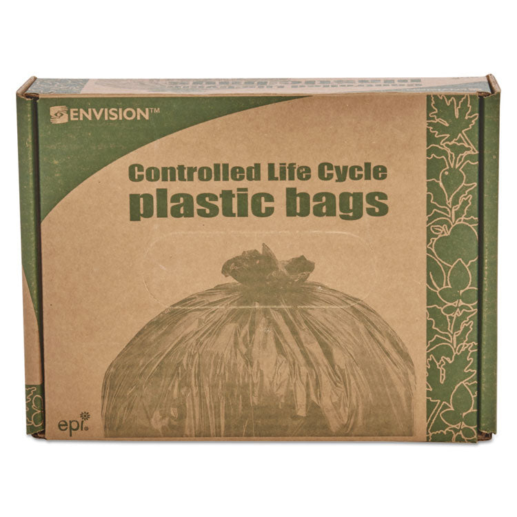 Controlled Life-Cycle Plastic Trash Bags, 39 Gal, 1.1 Mil, 33" X 44", Brown, 40/box