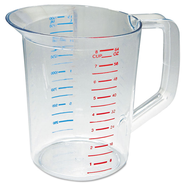 Bouncer Measuring Cup, 2 qt, Plastic, Clear