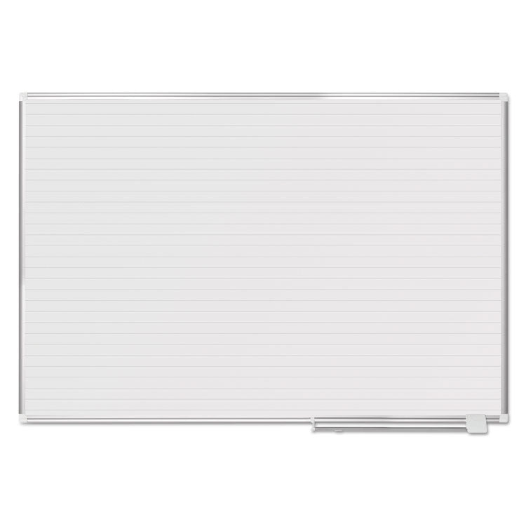 Ruled Magnetic Steel Dry Erase Planning Board, 72" x 48", White Surface, Satin Aluminum Frame