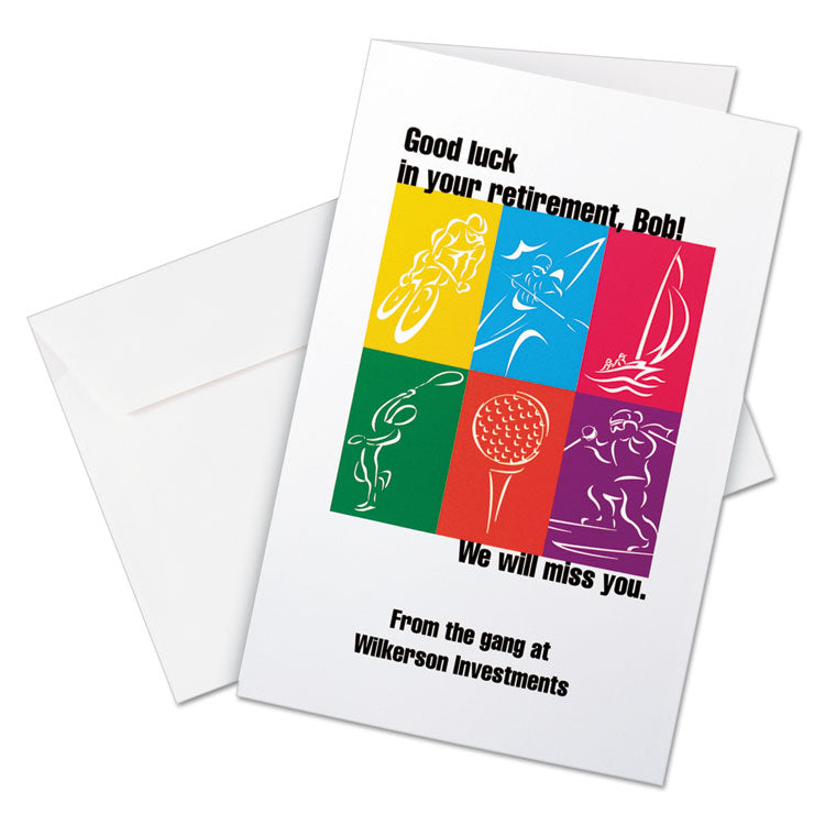 Half-Fold Greeting Cards with Matching Envelopes, Inkjet, 85 lb, 5.5 x 8.5, Matte White, 1 Card/Sheet, 30 Sheets/Box