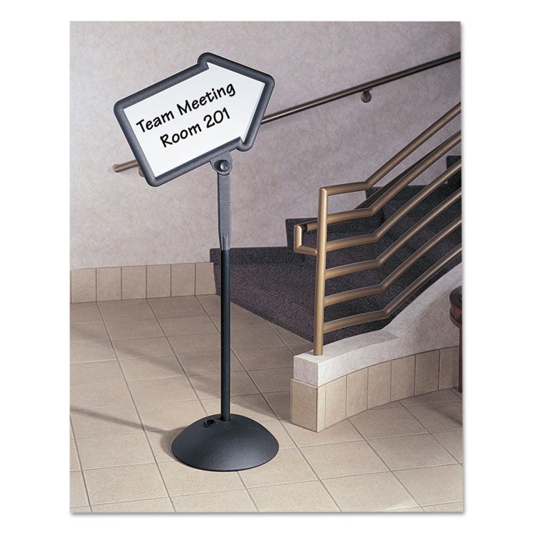 WriteWay Two-Sided Dry Erase Standing Message Sign, White 25.5" x 17.75" Arrow Surface, Black Frame, 25.5" x 17.75" x 64.25"
