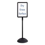 WriteWay Two-Sided Dry Erase Standing Message Sign, White 14.25" x 22.5" Rectangle Surface, Black Frame, 14.25" x 22.5" x 65"