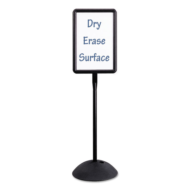 WriteWay Two-Sided Dry Erase Standing Message Sign, White 14.25" x 22.5" Rectangle Surface, Black Frame, 14.25" x 22.5" x 65"