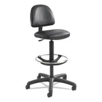 Precision Extended-Height Swivel Stool, Adjustable Footring, Supports 250 Lb, 23" To 33" Seat Height, Black Vinyl, Black Base