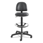 Precision Extended-Height Swivel Stool, Adjustable Footring, Supports 250 Lb, 23" To 33" Seat Height, Black Vinyl, Black Base