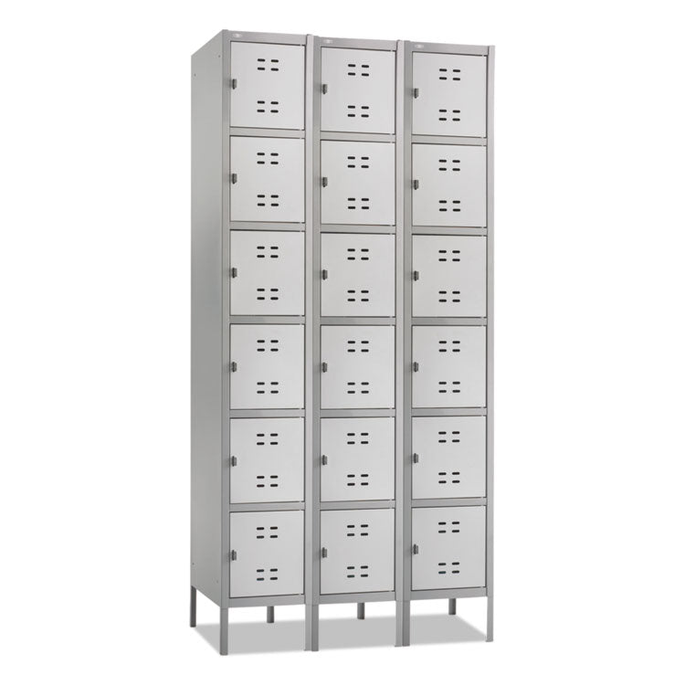 Three-Column Box Locker, 36w X 18d X 78h, Two-Tone Gray