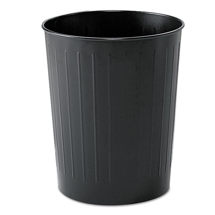 Round Wastebaskets, 23.5 qt, Steel, Black