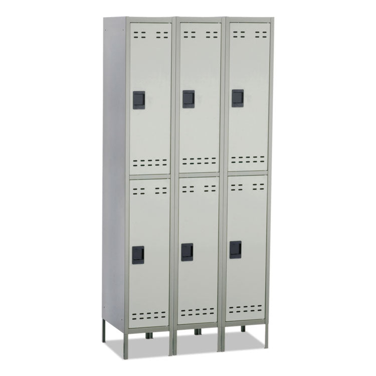 Double-Tier, Three-Column Locker, 36w X 18d X 78h, Two-Tone Gray