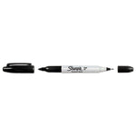 Twin-Tip Permanent Marker, Extra-Fine/fine Bullet Tips, Black, Dozen