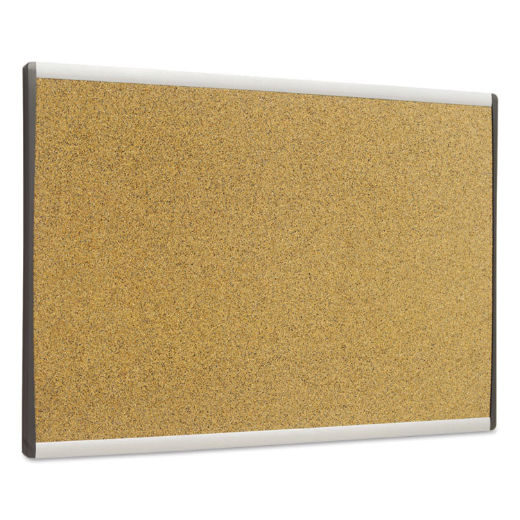 ARC Frame Cubicle Board, Cork Bulletin, 30" x 18", Tan Surface, Satin Aluminum Frame