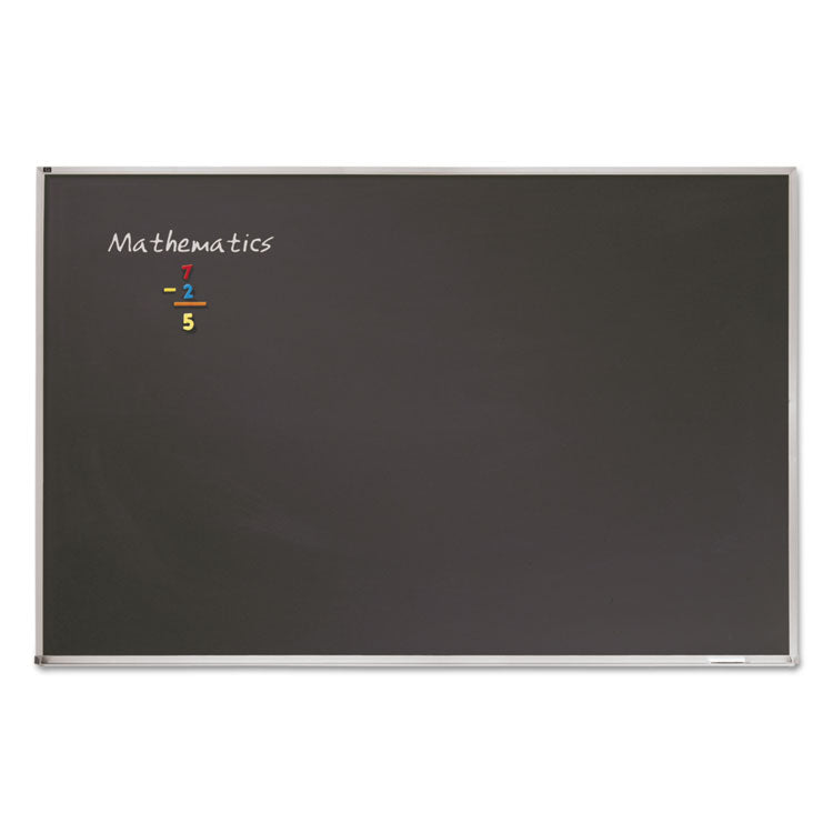 Porcelain Magnetic Chalkboard, 48" x 36", Black Surface, Satin Heavy-Gauge Aluminum Frame