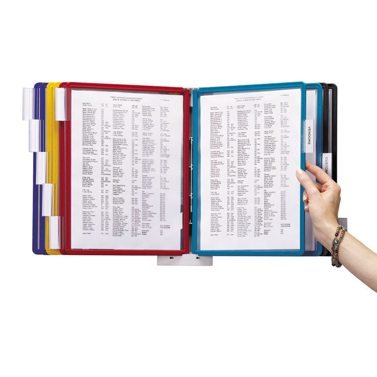 Sherpa Wall-Mount Reference System, 10 Gray Panels, Letter, Assorted Borders