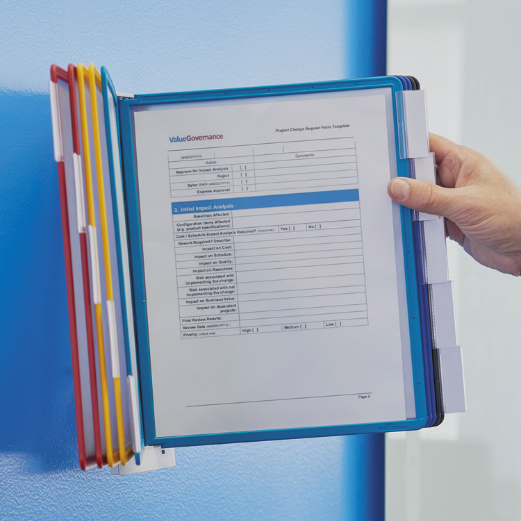 Sherpa Wall-Mount Reference System, 10 Gray Panels, Letter, Assorted Borders