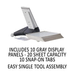 SHERPA Desk Reference System, 10 Panels, 10 x 5.88 x 13.5, Gray Borders