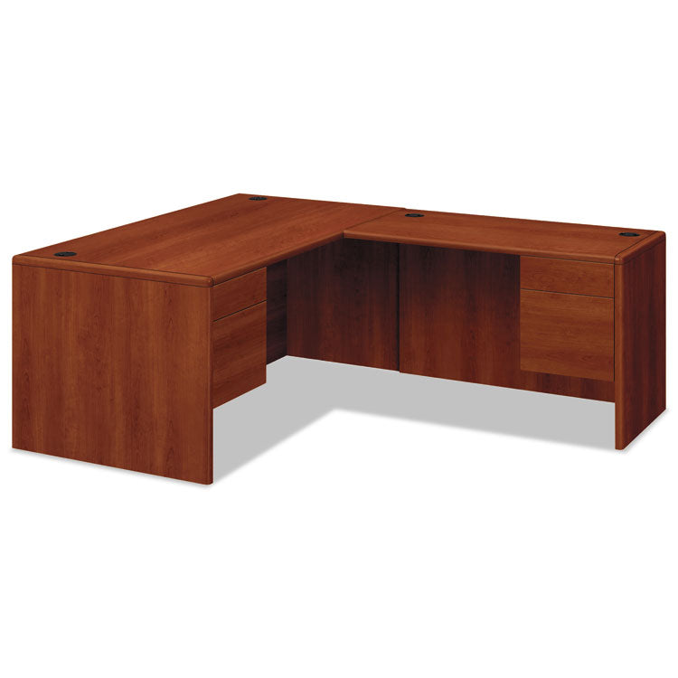 10700 Series "l" Workstation Desk With Three-Quarter Height Pedestal On Left, 66" X 30" X 29.5", Cognac