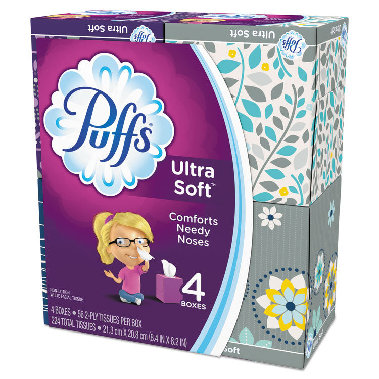 Ultra Soft Facial Tissue, 2-Ply, White, 56 Sheets/box, 4 Boxes/pack, 6 Packs/carton