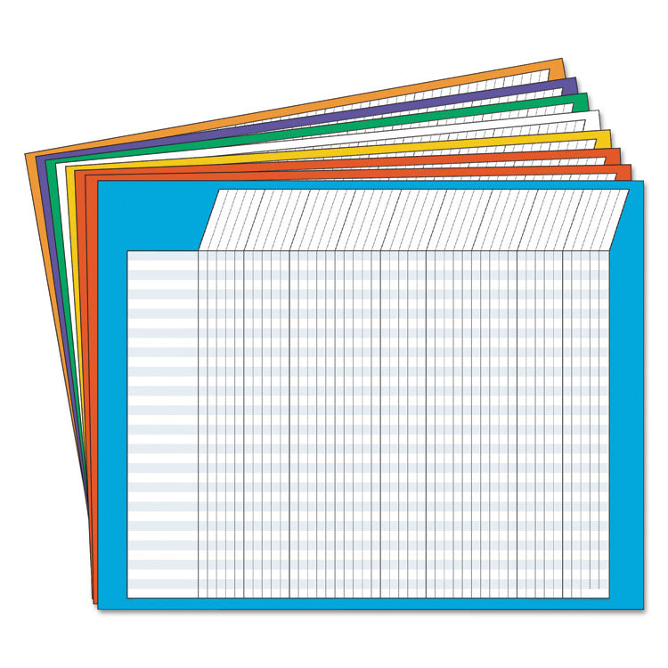 Jumbo Incentive Charts, Horizontal Orientation, 28" x 22", Assorted Colors, 8/Pack