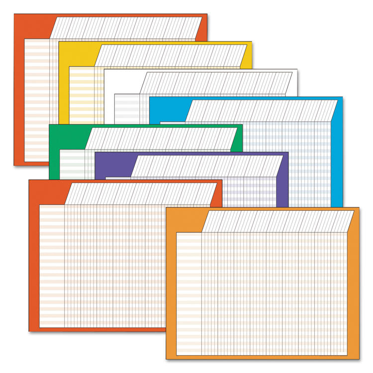 Jumbo Incentive Charts, Horizontal Orientation, 28" x 22", Assorted Colors, 8/Pack