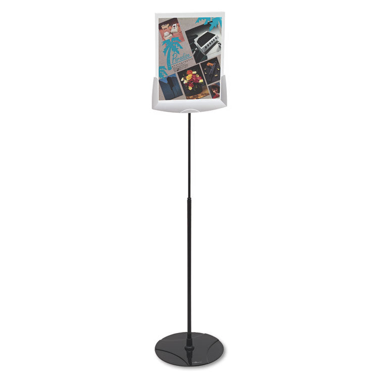 Sherpa Infobase Sign Stand, Acrylic/Metal, 40" to 60" High, Gray