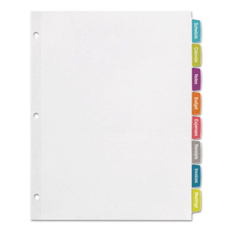 Big Tab Printable White Label Tab Dividers, 8-Tab, 11 x 8.5, White, 20 Sets