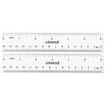 Clear Plastic Ruler, Standard/metric, 6" Long, Clear, 2/pack