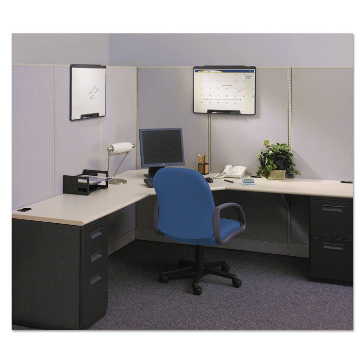 Motion Cubicle Dry Erase Monthly Calendar, 24" x 18", White Surface, Black Plastic Frame