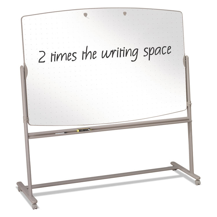 Total Erase Reversible Mobile Presentation Easel, 72" x 48", White Surface, Neutral Beige Steel Frame