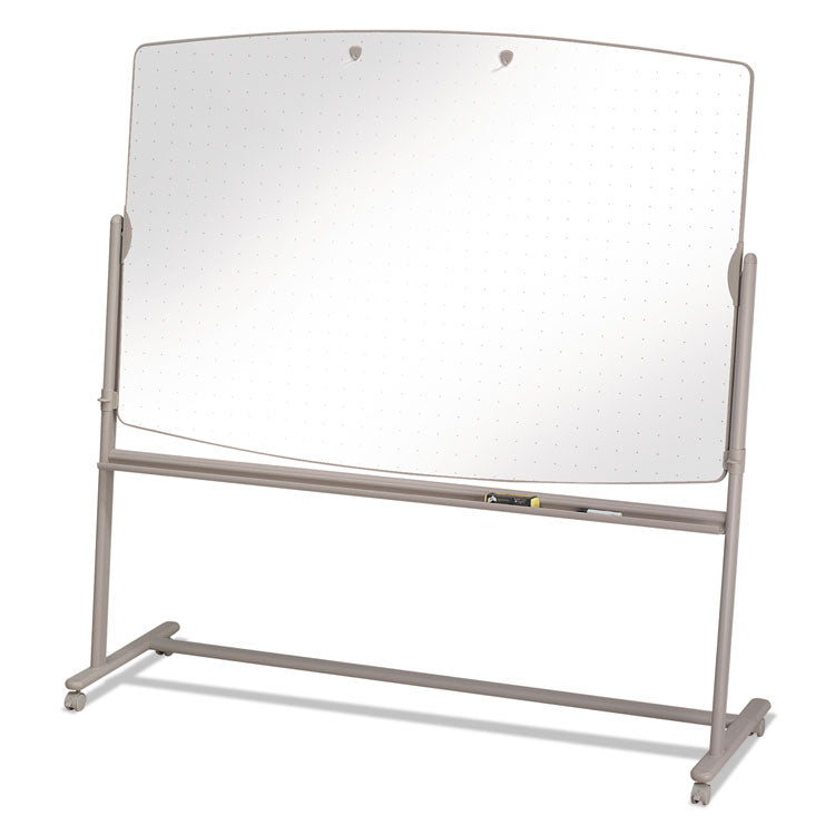 Total Erase Reversible Mobile Presentation Easel, 72" x 48", White Surface, Neutral Beige Steel Frame