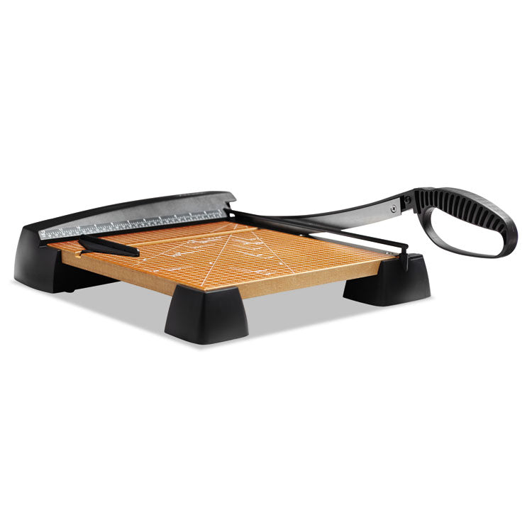 Heavy-Duty Wood Base Guillotine Trimmer, 12 Sheets, 12" Cut Length, 12 X 12