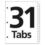 Table 'n Tabs Dividers, 31-Tab, 1 to 31, 11 x 8.5, White, Assorted Tabs, 1 Set