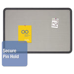 Contour Fabric Bulletin Board, 48" x 36", Gray Surface, Black Plastic Frame