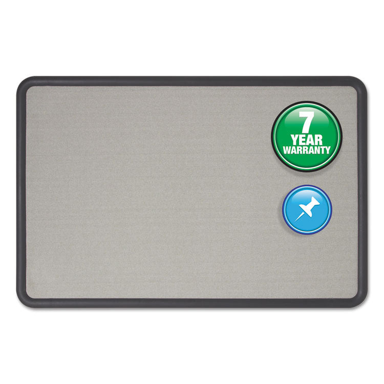 Contour Fabric Bulletin Board, 36" x 24", Gray Surface, Black Plastic Frame