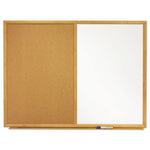 Combination Board, 48" x 36", Brown/White Surface, Oak Finished Fiberboard (MDF) Frame