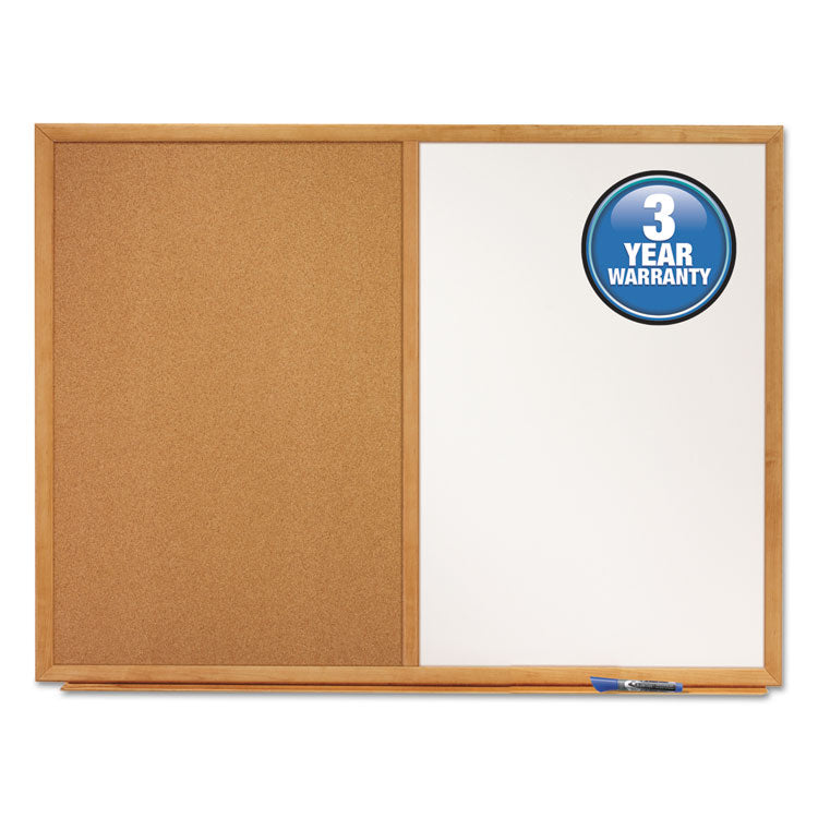 Combination Board, 36" x 24", Brown/White Surface, Oak Finished Fiberboard (MDF) Frame