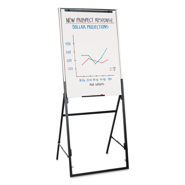 Futura Dry Erase Presentation Easel, 26" x 35", White Surface, Black Steel Frame