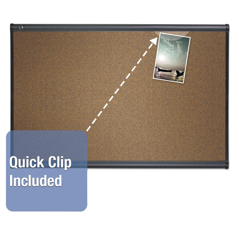 Prestige Colored Cork Bulletin Board, 48" x 36", Brown Surface, Graphite Gray Fiberboard/Plastic Frame