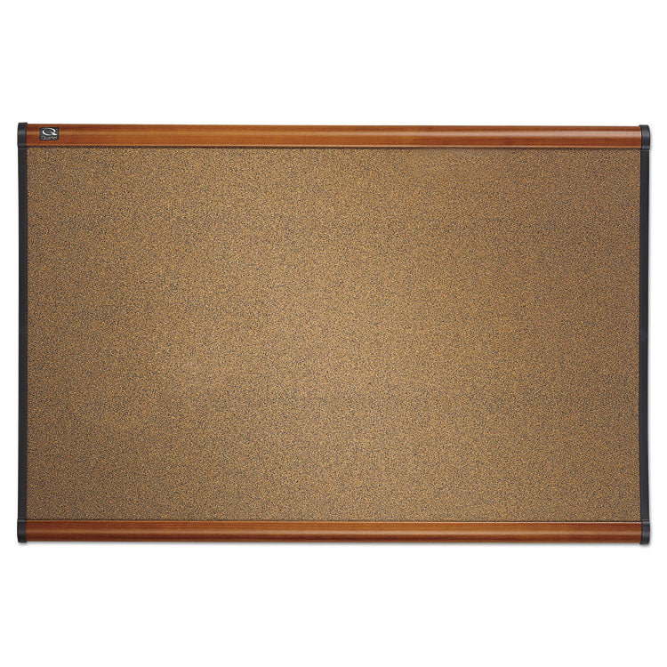 Prestige Colored Cork Bulletin Board, 36" x 24", Brown Surface, Light Cherry Finished Fiberboard/Plastic Frame