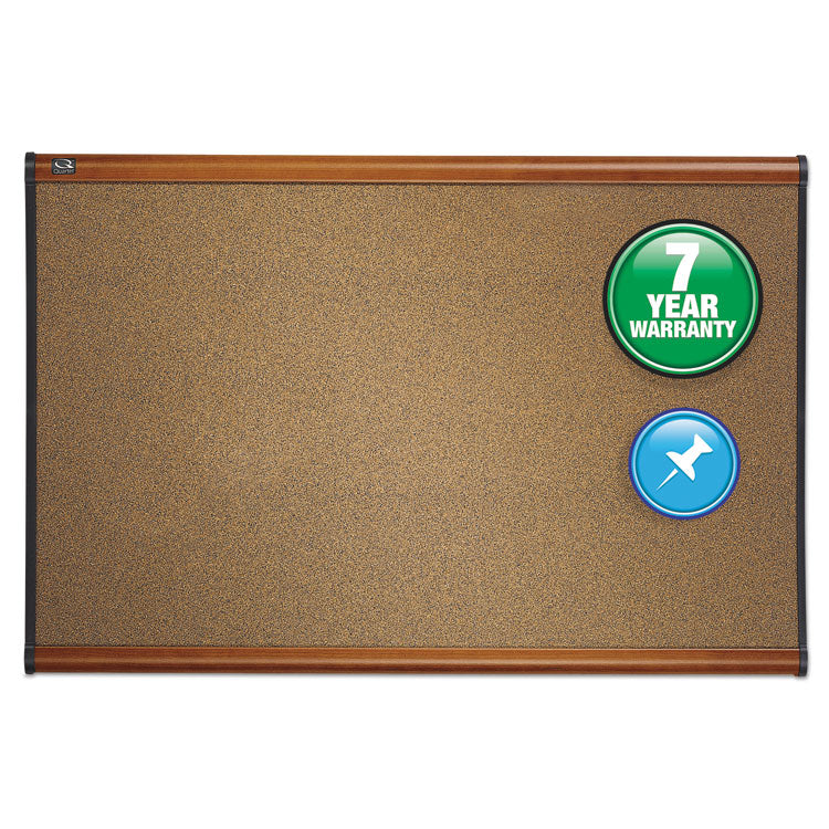 Prestige Colored Cork Bulletin Board, 36" x 24", Brown Surface, Light Cherry Finished Fiberboard/Plastic Frame