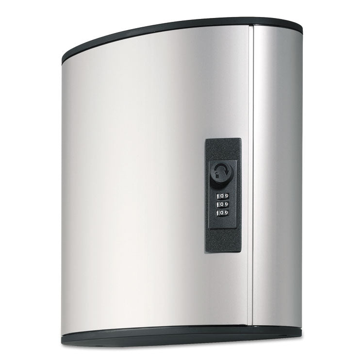 Locking Key Cabinet, 36-Key, Brushed Aluminum, Silver, 11.75 X 4.63 X 11