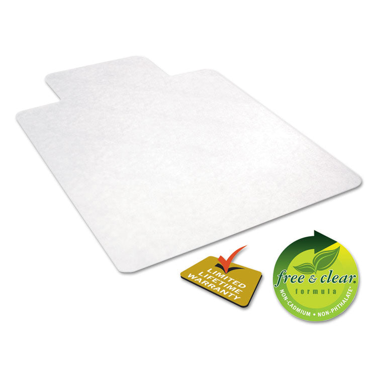 All Day Use Non-Studded Chair Mat For Hard Floors, 45 X 53, Wide Lipped, Clear